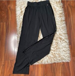 Women's Calia Black Velvet Stripe Sweatpants Size Small